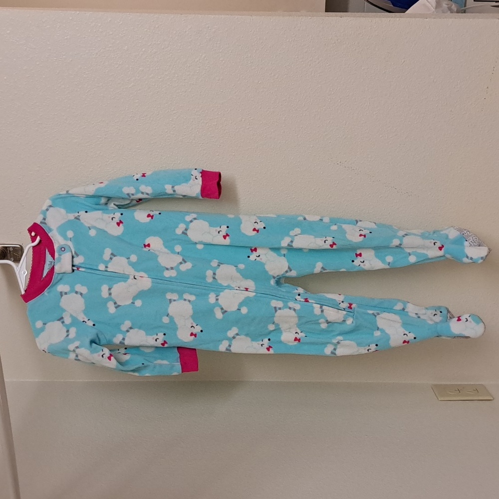 Carter's Girls One-Piece Footed Pajamas - 3T - Light Blue w/ Poodle Theme